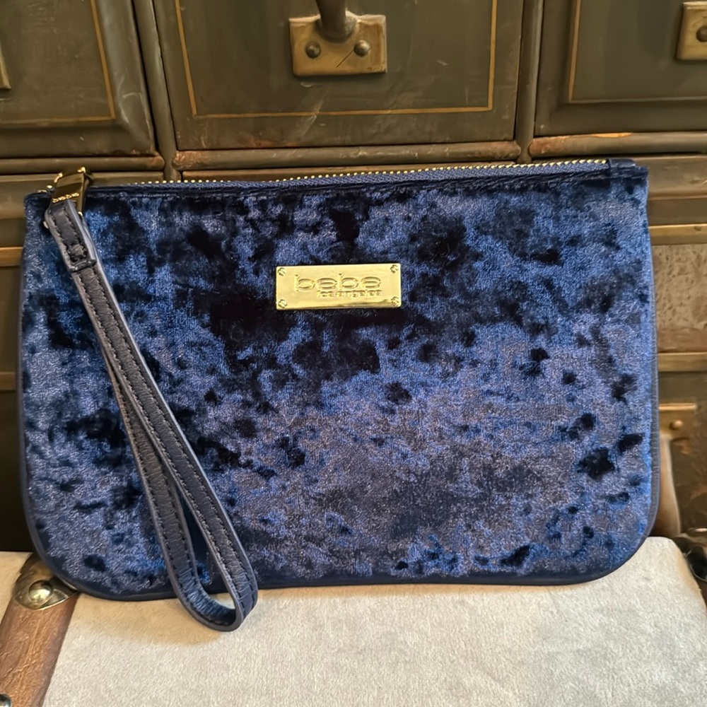 bebe crushed velvet clutch